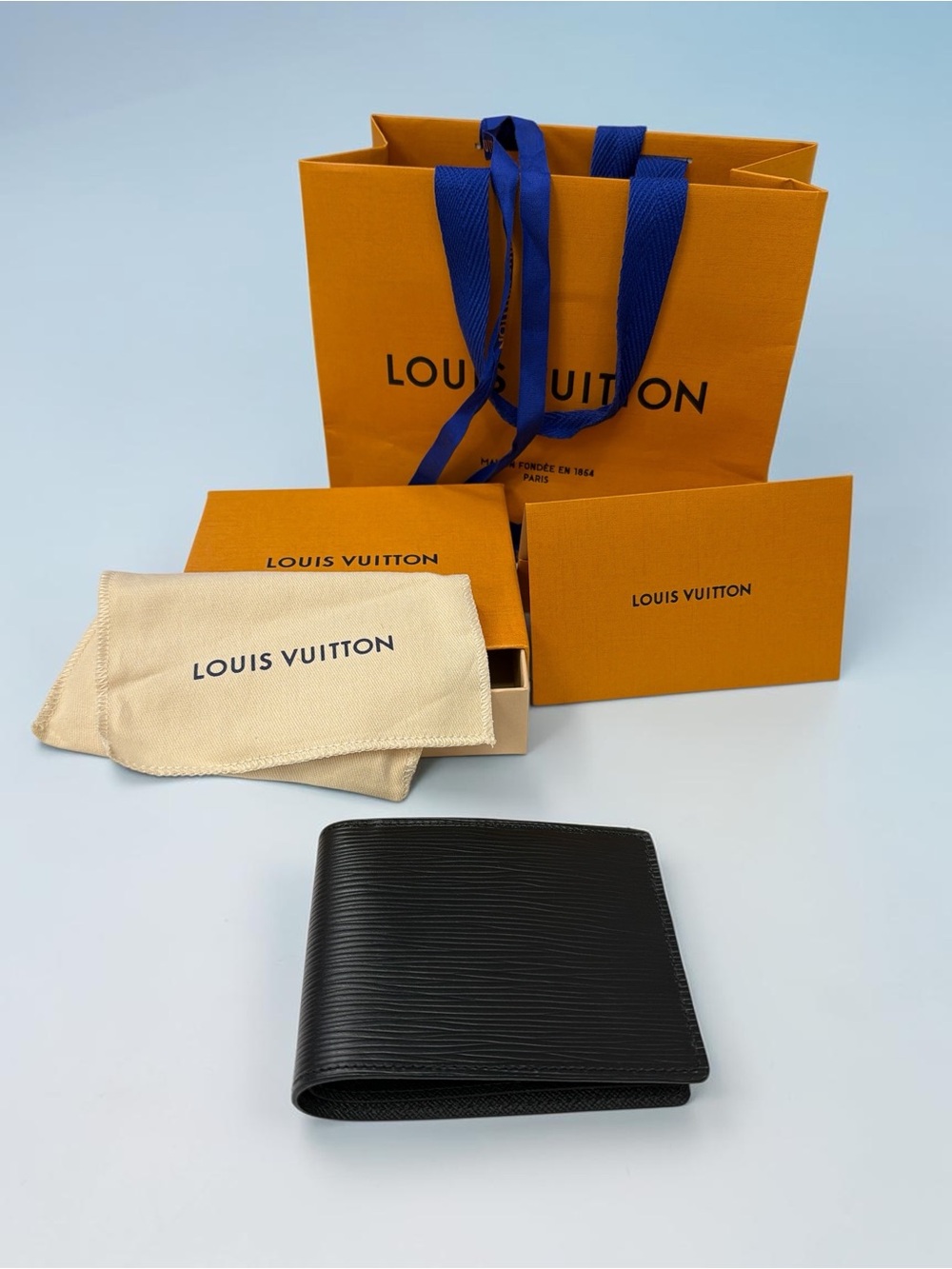 Louis Vuitton Black Epi Leather Bifold Money Clip Wallet